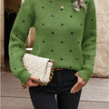 Polka Dot Long Sleeve Sweater Dark Green
