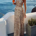 Sequin One-Shoulder Slit Maxi Dress