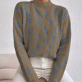 Leopard Mock Neck Sweater Camel