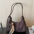 Vintage Suede Tassel Shoulder Bag Chocolate One Size