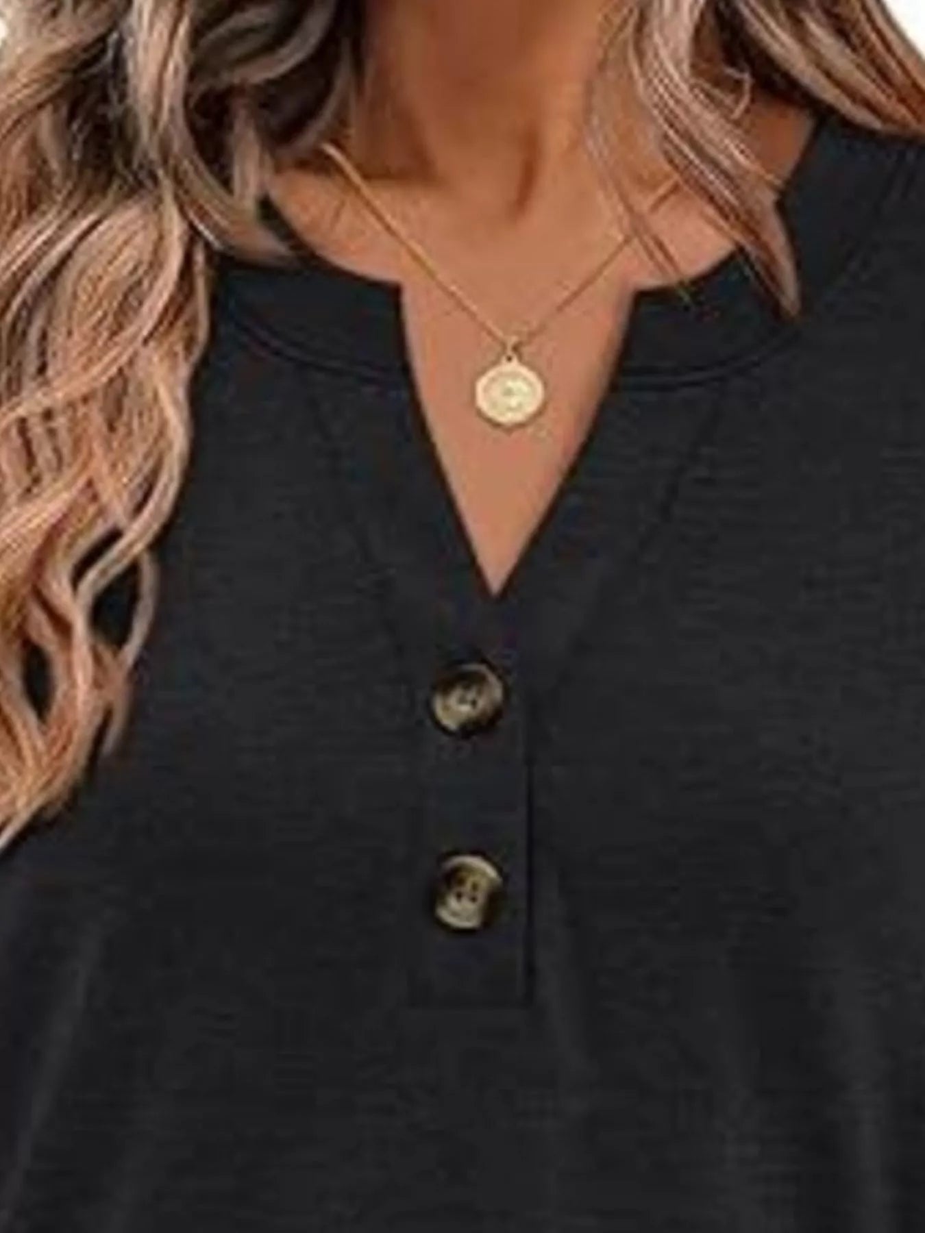 Casual Long Sleeve Button Detail T-Shirt