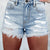 Distressed Raw Hem High Waist Denim Shorts Light Blue