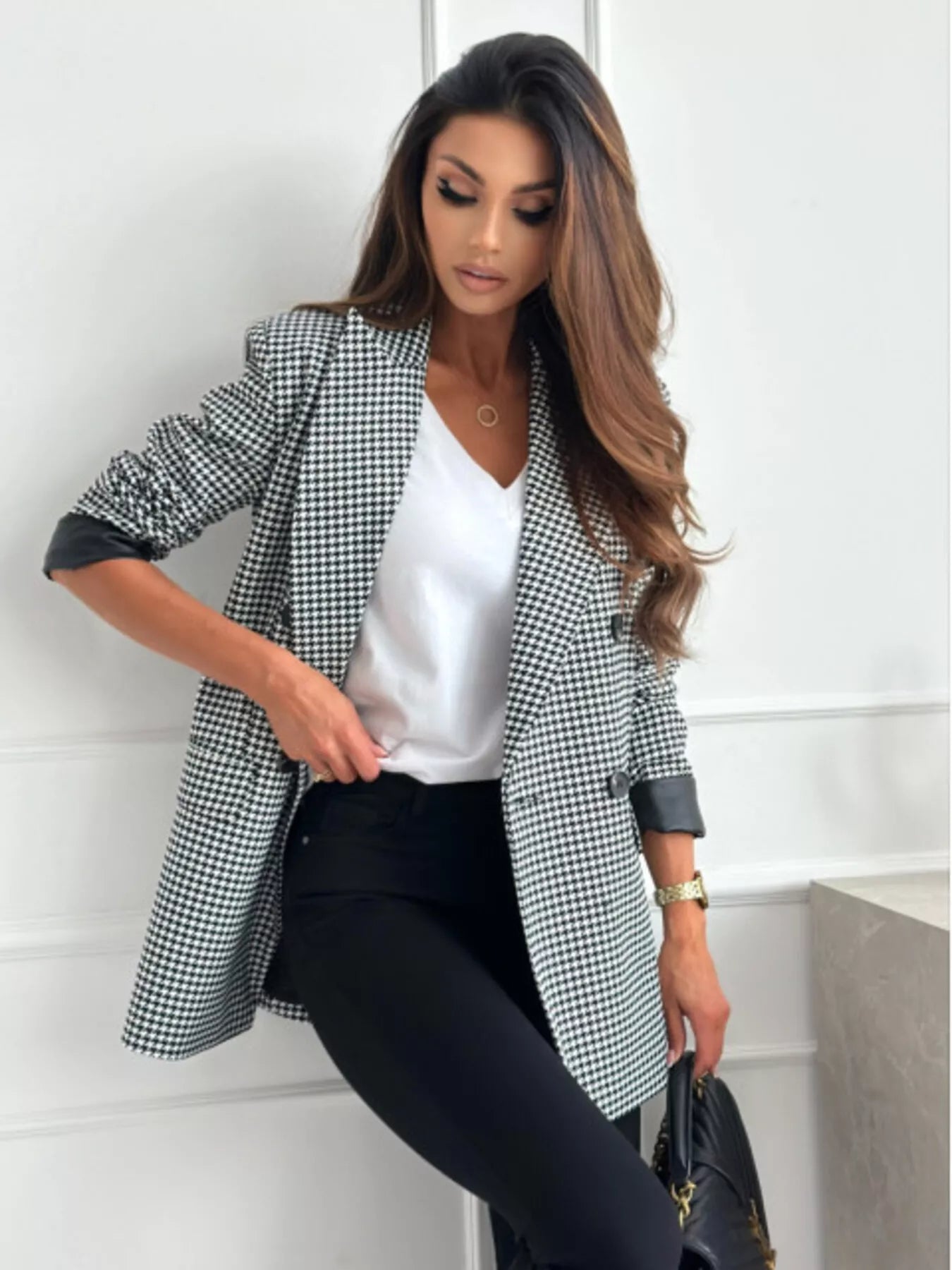 Lapel Collar Long Sleeve Blazer
