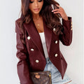 Lapel Collar Leather Blazer