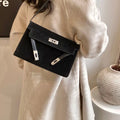 Solid Color Buckle Shoulder Bag