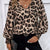 Leopard V-Neck Long Sleeve Blouse Multicolor