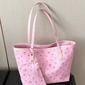 Printed Tote Shoulder Bag with Pouch Pink onesize