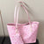 Printed Tote Shoulder Bag with Pouch Pink onesize