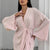 Tie Waist Kimono Sleeve Lounge Nightgown Dusty Pink