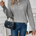 Openwork Long Sleeve Sweater Grey