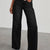 Raw Hem Wide Leg Jeans with Pockets Black