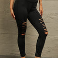 Wide Waistband Distressed Slim Fit Leggings