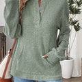 Ribbed Button Detail Long Sleeve T-Shirt Light Green