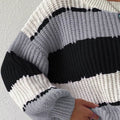 Striped Knit Round Neck Sweater