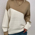 Color Block Ribbed Knit Sweater