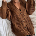 Chunky Knit Cable Knit Button-Up Cardigan
