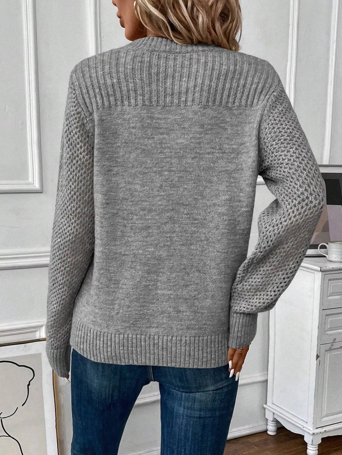 Openwork Long Sleeve Sweater