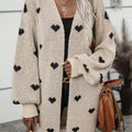 Heart Open Front Knit Cardigan