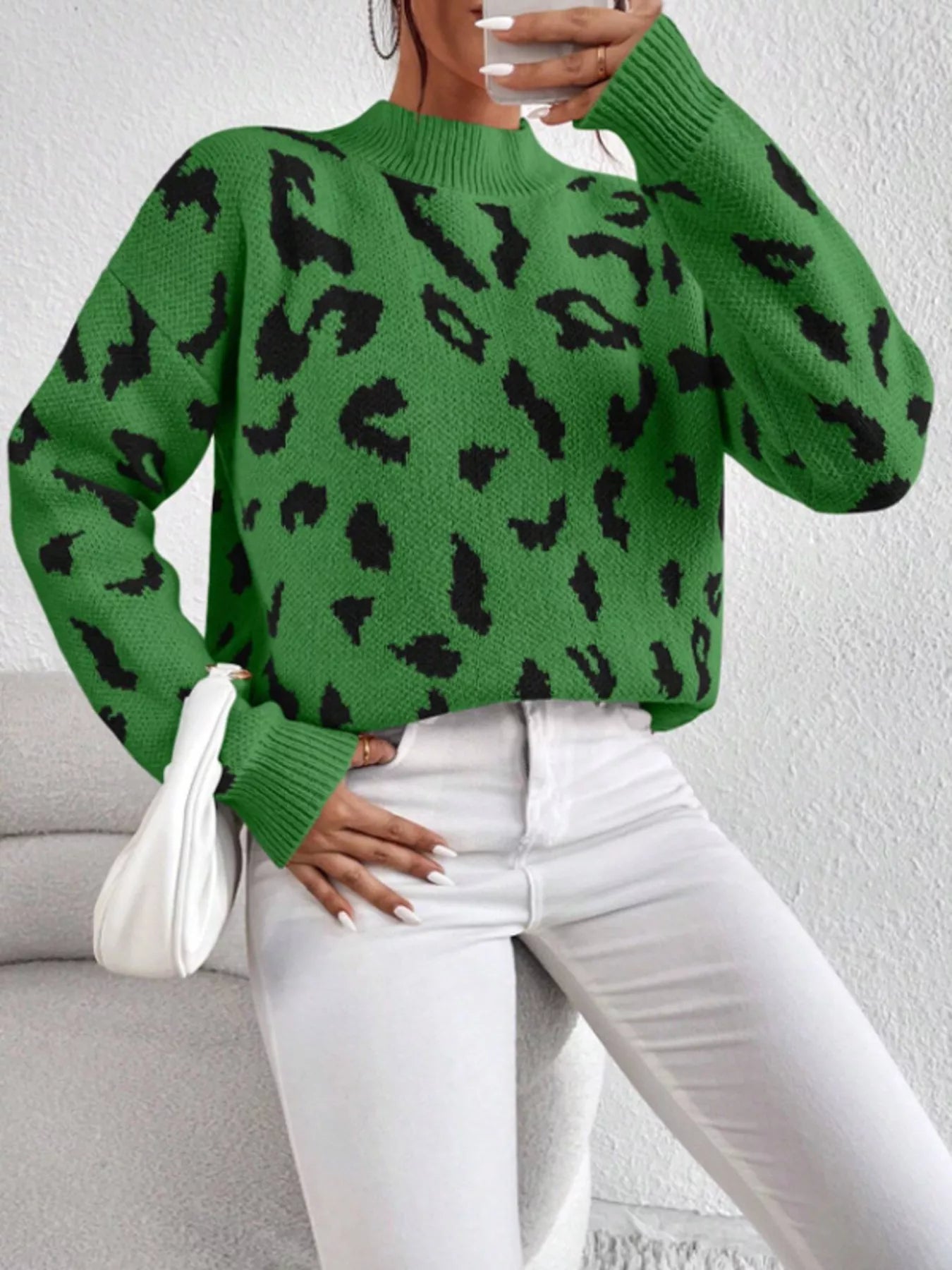 Leopard Mock Neck Sweater