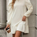 Puff Sleeve Ruffle Hem Mini Dress