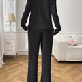Ribbed Long Sleeve Top and Pants Lounge Set