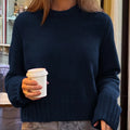 Ribbed Round Neck Sweater Navy