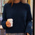 Ribbed Round Neck Sweater Navy
