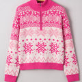 Christmas Snowflake Quarter Zip Collard Sweater