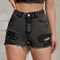 Distressed Raw Hem High Rise Denim Shorts