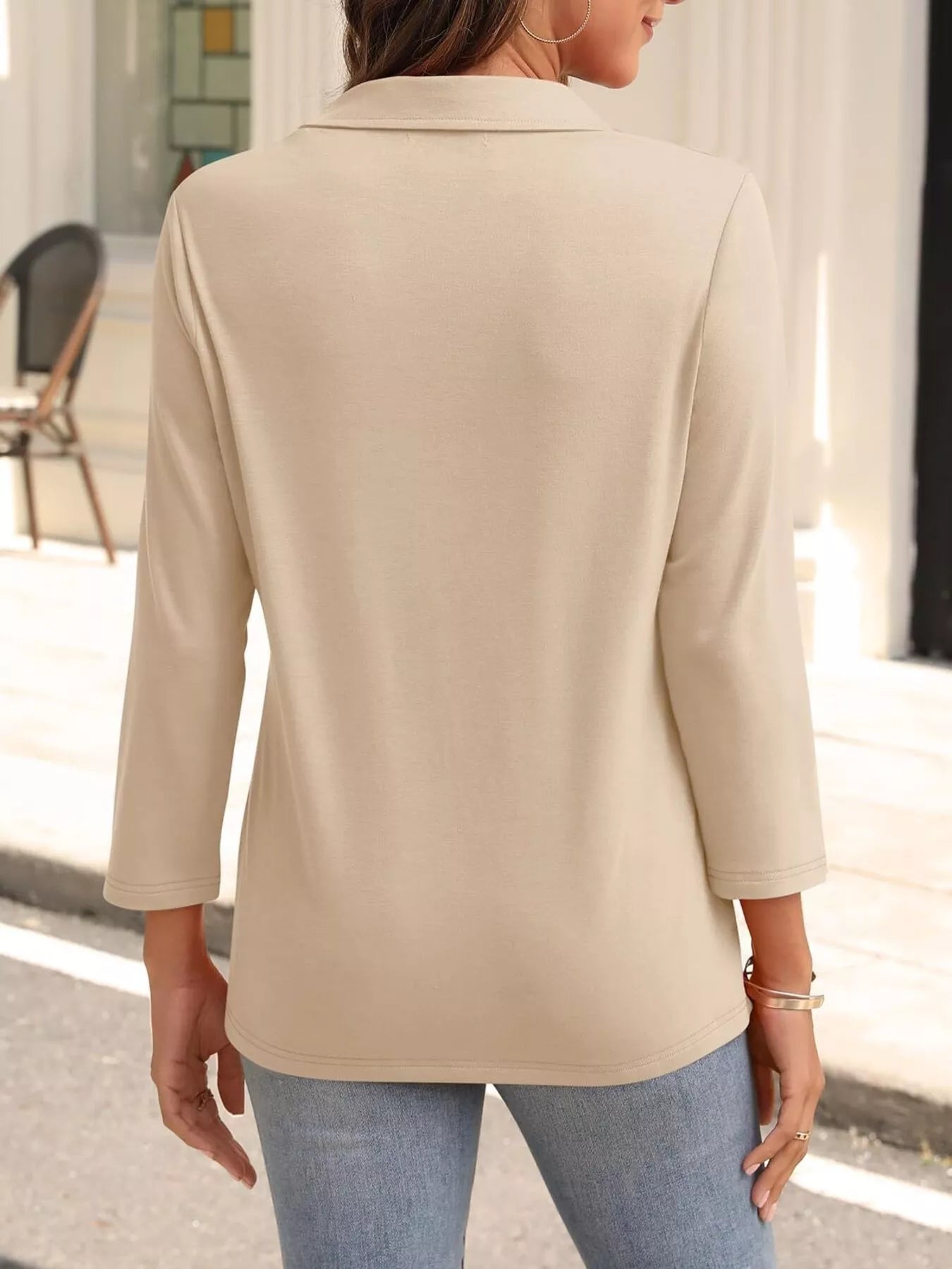 Johnny Collar Solid Color Top