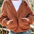 Zip Up Hooded Sherpa Jacket Caramel