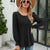 Smocked Round Neck Lantern Sleeve Blouse Black