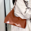 Solid Color Leather Shoulder Bag