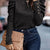 Round Neck Puff Sleeve Sleeve Blouse Black