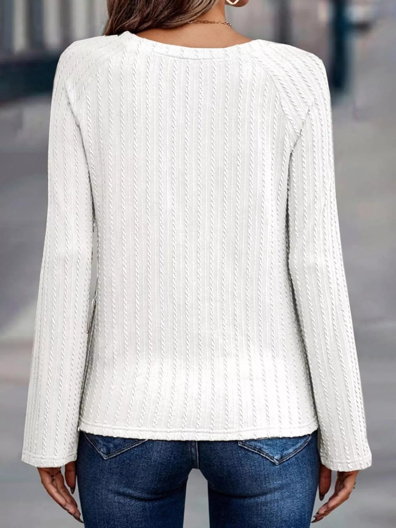 Textured Knit Long Sleeve T-Shirt
