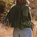 Cropped Fringe Faux Suede Jacket