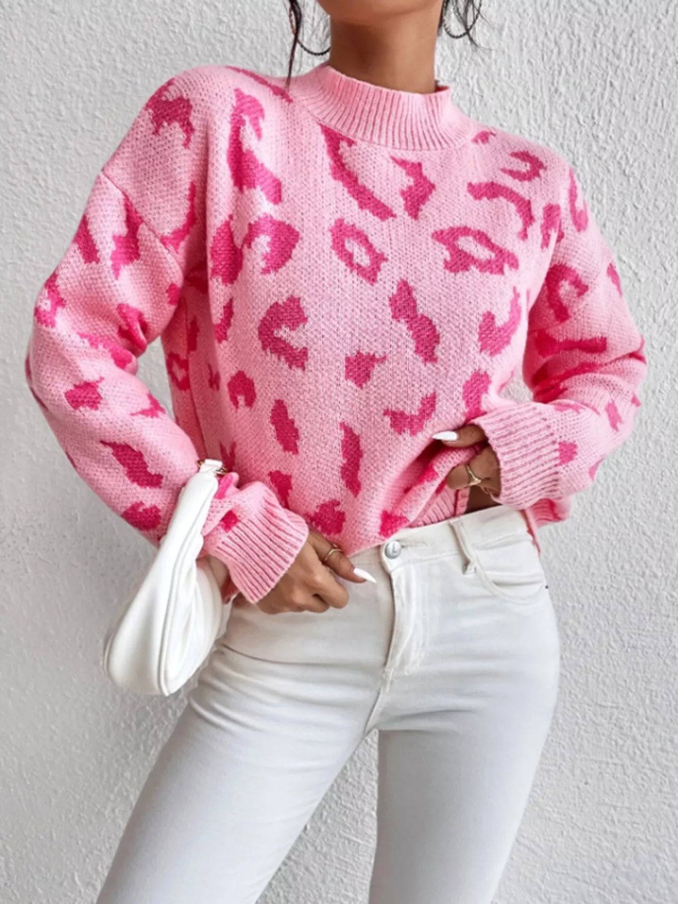 Leopard Mock Neck Sweater