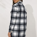 Shiny Plaid Collared Longline Coat