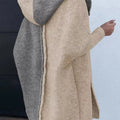 Two-Tone Open Front Knit Hooded Cardigan