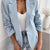Lapel Collar One Button Blazer Sky Blue