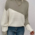 Color Block Ribbed Knit Sweater