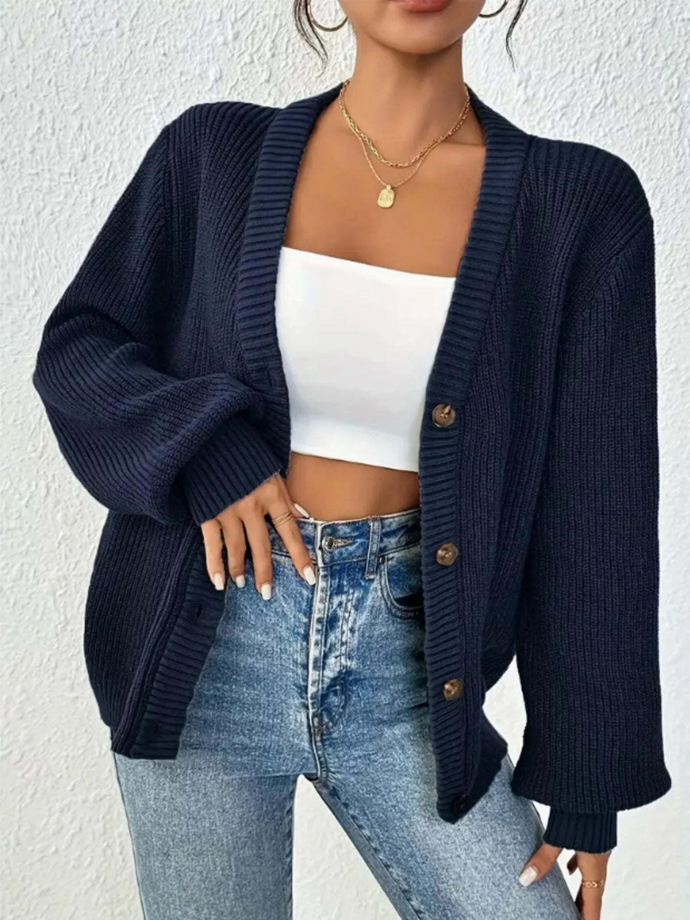 Chunky Knit Button-Down Cardigan