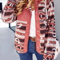 Aztec Print Fleece Snap Down Jacket