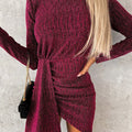 Heathered Mock Neck Long Sleeve Mini Dress