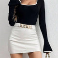 Long Sleeve Bodysuit with Contrast Trim