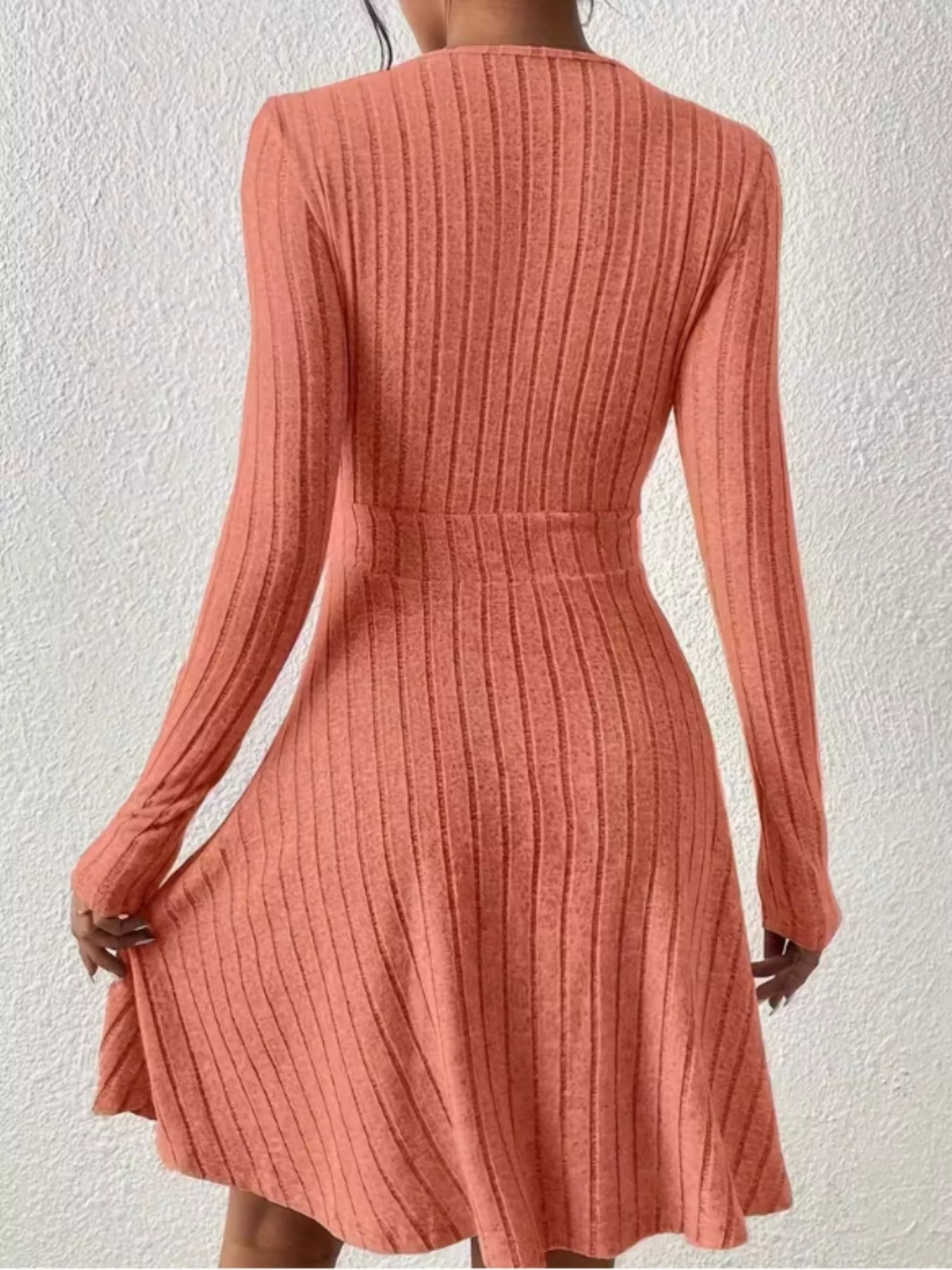 Ribbed Knit Wrap Mini Dress