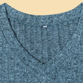 V-Neck Textured Knit Long Sleeve T-Shirt