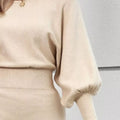 Lantern Sleeve Bodycon Sweater Dress