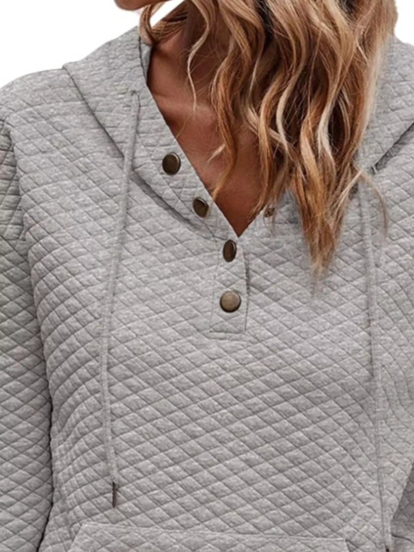 Drawstring Textured Dropped Shoulder Hoodie