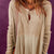 Notched Neck Long Sleeve Slit Blouse Beige